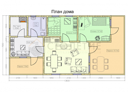 Дом каркасный 7 х 13,6 ДК-149